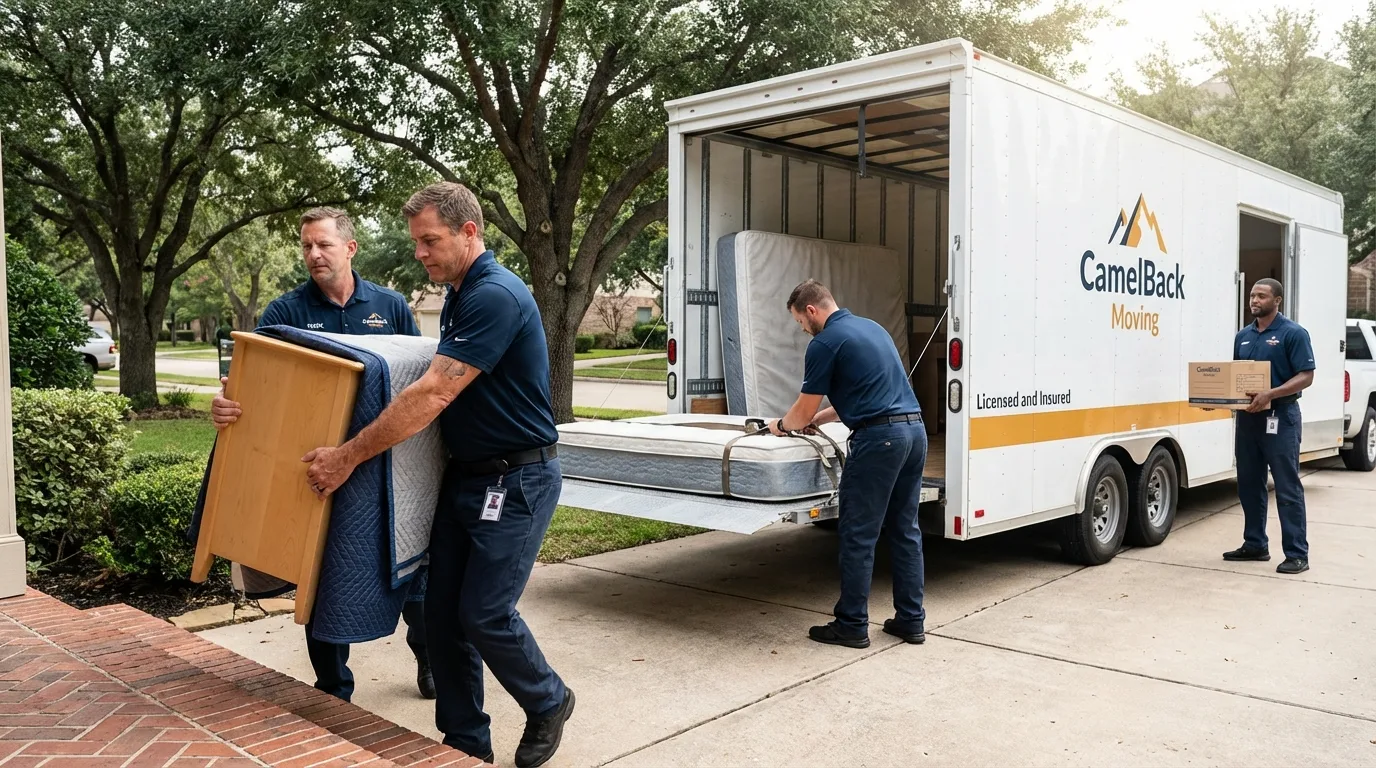 Crew loading residential truck for cross-state move from Tornado, WV